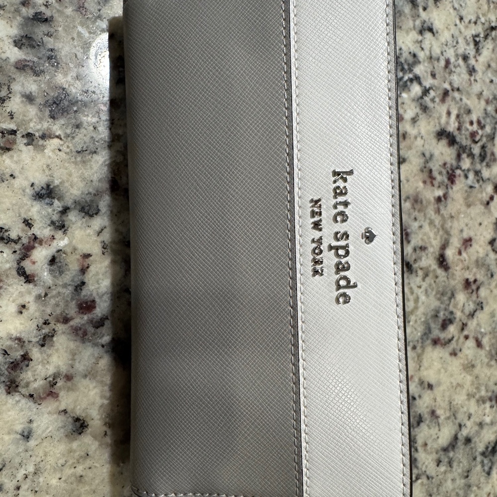 Kate Spade Madison Large Slim Bifold Wallet, Platinum Grey Multi